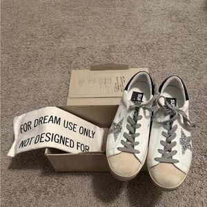 Golden Goose Superstar Glitter Sneakers, Genuine Leather Suede, Night Blue